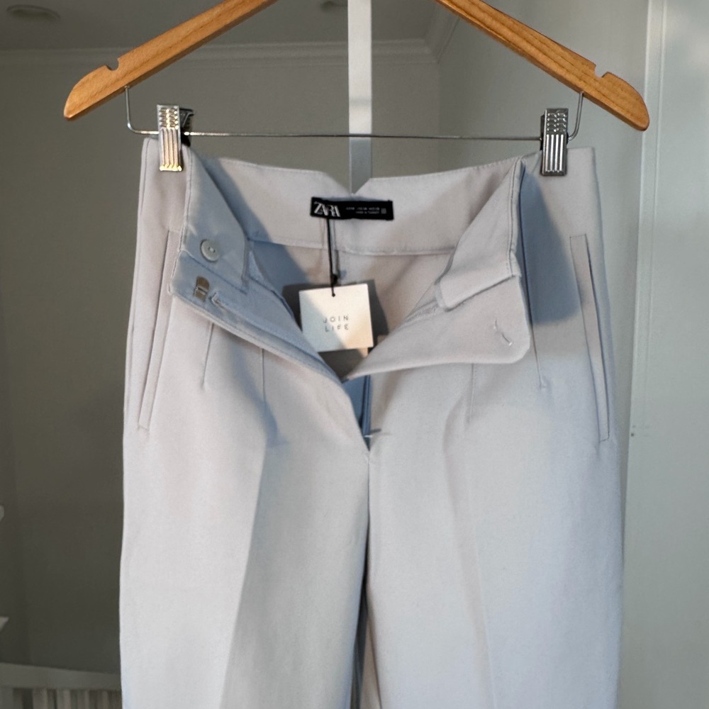 NWT Zara Women's Light Blue/Grey High Waist Cropped Ankle Pants Size M - Picture 5 of 8